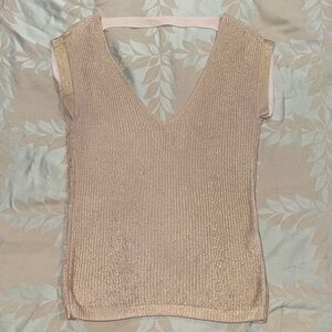 Armani Exchange Gold Metallic Knit Top
